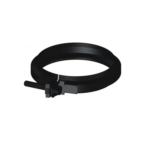 Collier de serrage noir pour conduit de fumée double paroi diamètre 80/125mm avec système de vissage