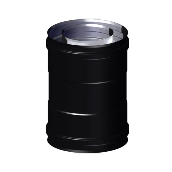 Raccord de conduit bi-flux double paroi noir et inox pour système de ventilation DINAK