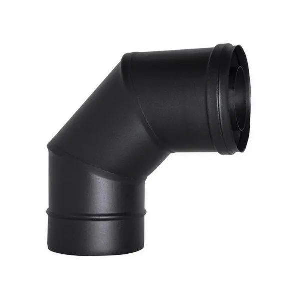 Coude de conduit de cheminée 90° noir diamètre 80mm double paroi concentrique DINAK