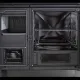 Cuisinière Milly en fonte noire avec four double porte, grilles télescopiques et foyer à bois apparent