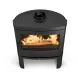 Poêle à bois Nordica Jennifer 2.0 en acier noir avec foyer panoramique et conduit de fumée 7,7 kW