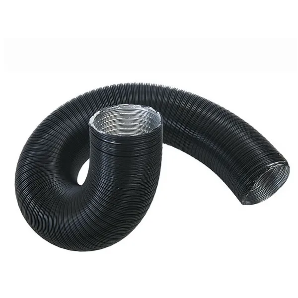 Gaine flexible noire diamètre 60mm pour amenée d'air de poêle à granulés avec raccord métallique