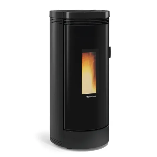 Poêle à granulés Debby Plus Cx Evo noir 9kW avec vitre panoramique et design cylindrique
