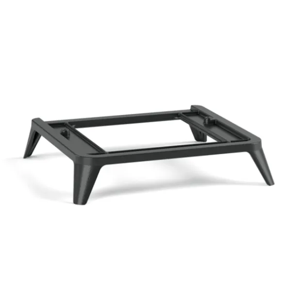 Piédestal noir rectangulaire à quatre pieds inclinés pour poêle à bois modèle Peggy
