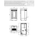 Plan technique et dimensions du poêle à granulés canalisable Lucia Plus 12kW avec vues face, profil et dessus