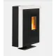 Poêle à granulés Souvenir Plus Steel design noir et blanc 10 kW avec vitre panoramique et flammes visibles