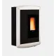 Poêle à granulés Souvenir Plus Lux noir et blanc 10 kW avec vitre panoramique allumé