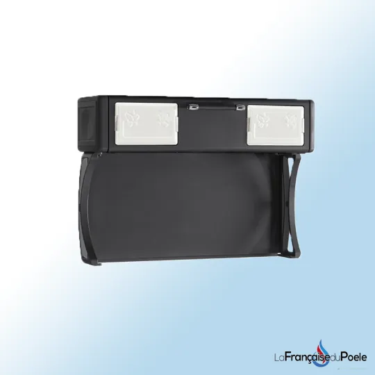Chauffe-plat noir avec deux portes émaillées blanches décorées pour poêle à bois LA NORDICA MILLY