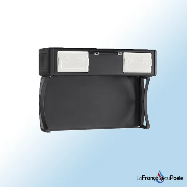 Chauffe-plat noir avec deux portes émaillées blanches décorées pour poêle à bois LA NORDICA MILLY