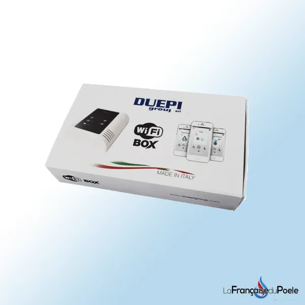 Boîtier WiFi Box Duepi blanc avec écran tactile pour pilotage chauffage à distance par smartphone