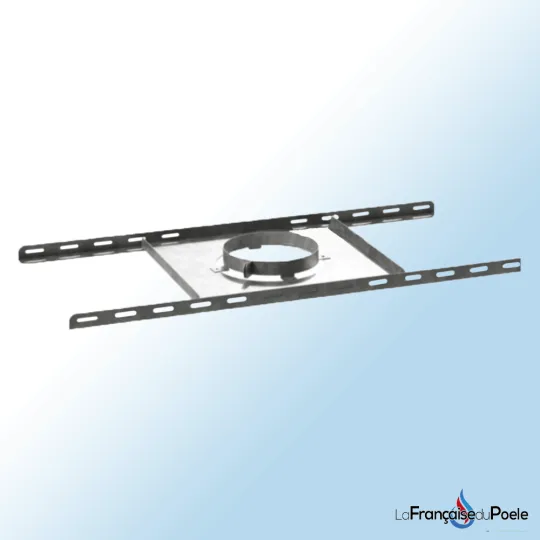 Support de plancher inox avec collier de serrage et bandes de fixation perforées diamètre 80/125 mm
