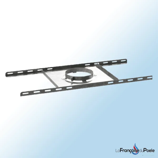 Support de plancher inox avec collier de serrage et bandes de fixation perforées diamètre 80/125 mm