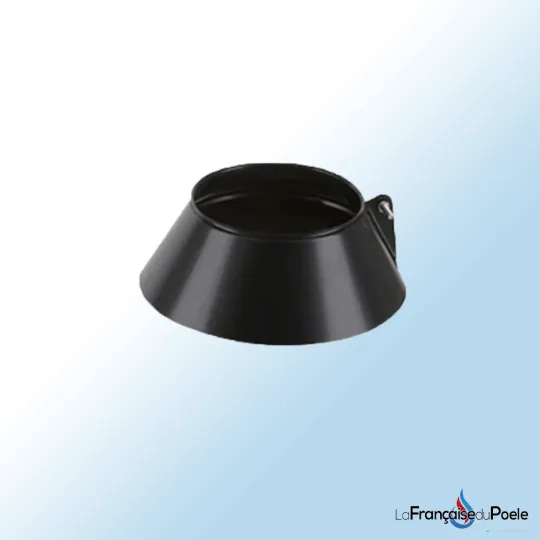 Larmier conique noir en métal avec fixation pour conduit de cheminée diamètre 125 mm