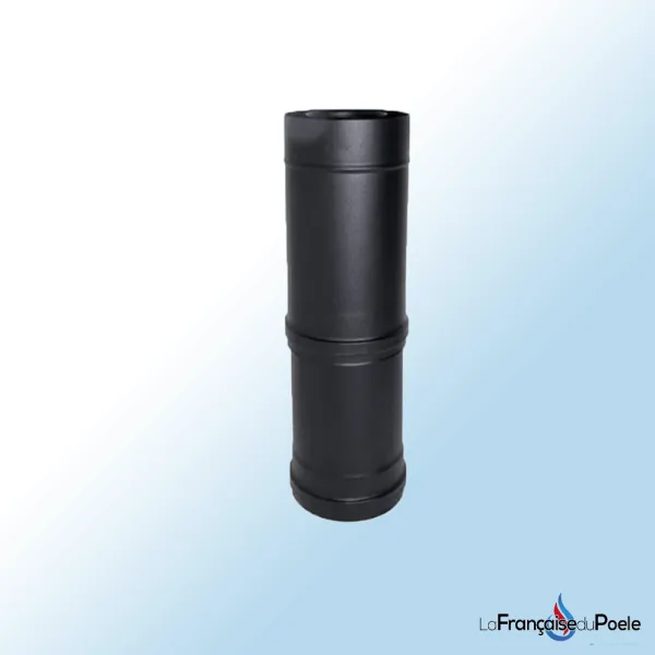 Conduit de fumée télescopique double paroi noir Ø80/125mm longueur ajustable 325-530mm