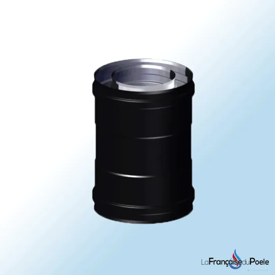Raccord bi-flux double paroi noir et inox pour conduit de cheminée diamètre 80/125 mm DINAK