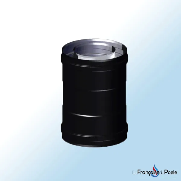 Raccord bi-flux double paroi noir et inox pour conduit de cheminée diamètre 80/125 mm DINAK