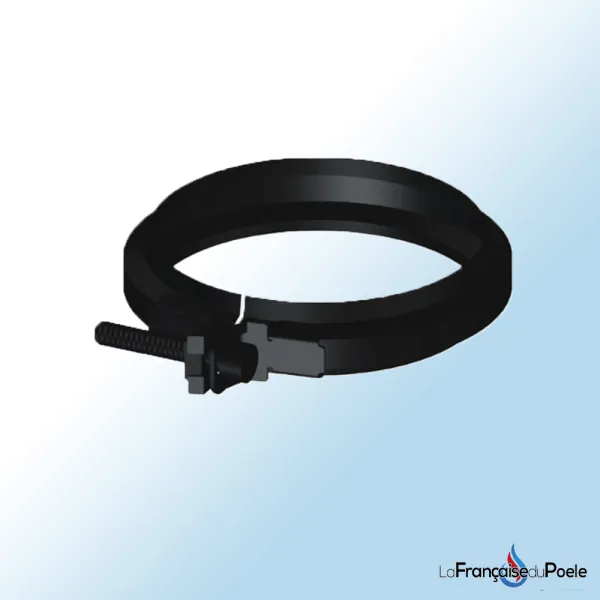 Collier de serrage noir pour conduit de fumée double paroi DINAK diamètre 80/125mm avec système de fixation à vis
