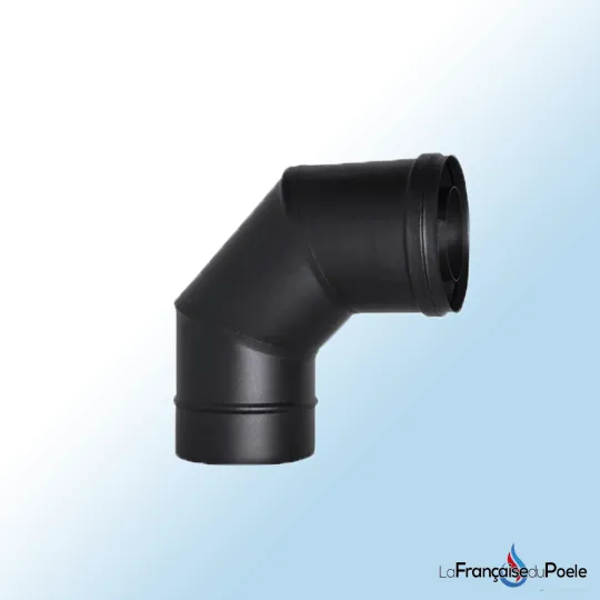Coude 90° concentrique noir diamètre 80mm pour conduit de fumée DINAK