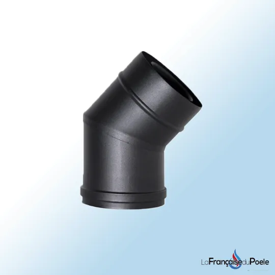 Coude de conduit de fumée 45° en acier noir diamètre 80mm concentrique longueur 125mm DINAK