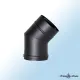 Coude de conduit de fumée 45° en acier noir diamètre 80mm concentrique longueur 125mm DINAK