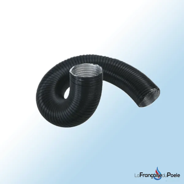 Gaine flexible noire diamètre 60mm pour admission d'air de poêle à granulés