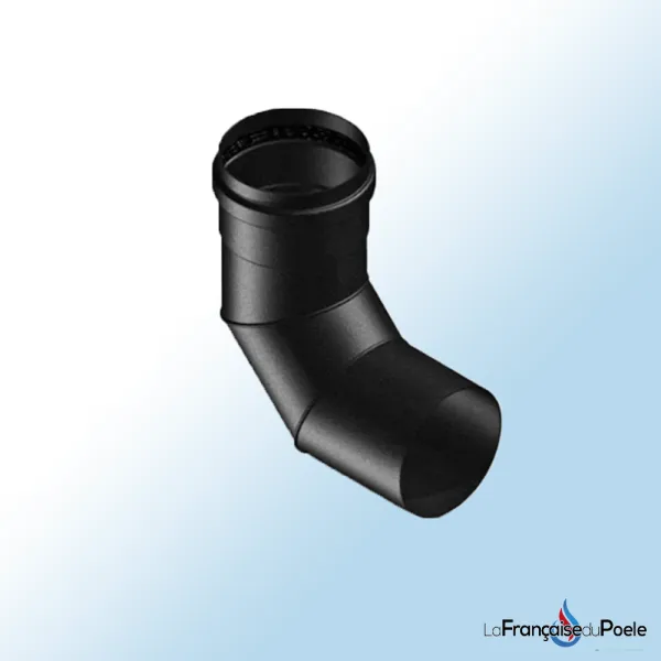Coude à 90 degrés en acier peint noir pour conduit de fumée, diamètre 80 mm avec emboîtement mâle-femelle