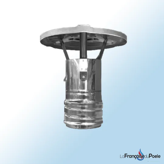 Chapeau chinois en inox 100 mm avec fixation par vissage pour conduit de cheminée