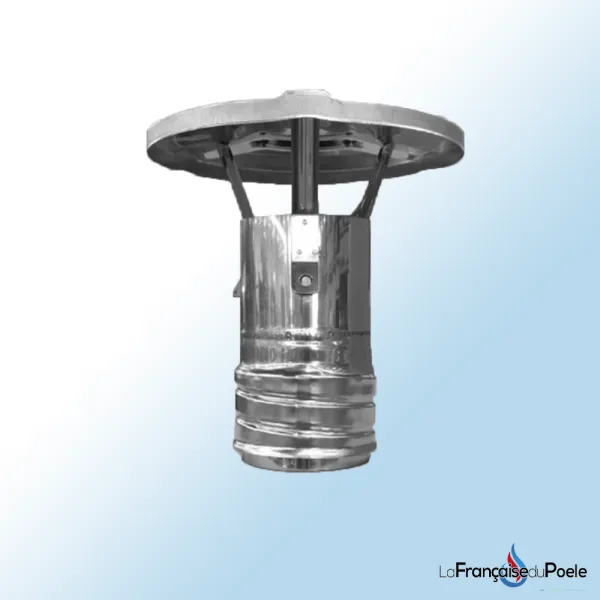 Chapeau chinois inox 80 mm avec système de fixation vissable pour conduit de fumée double paroi