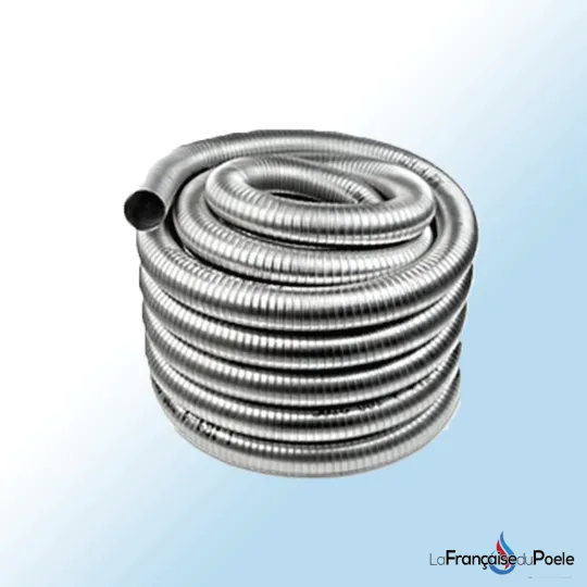 Conduit flexible inox double paroi diamètre 80mm pour raccordement poêle à bois