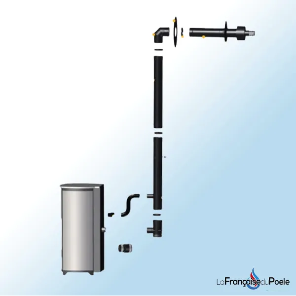 Kit ventouse DINAK double paroi diamètre 80/125 mm avec composants d'installation pour poêle à granulés