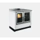 Cuisinière à bois Venezia blanche avec foyer vitré, four et plaques de cuisson en acier, puissance 8.3Kw