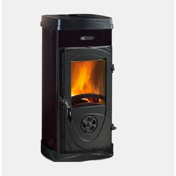Poêle à bois Super Junior 5Kw en acier noir avec vitre panoramique et système de ventilation intégré