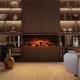 Cheminée électrique Lumen 870 encastrée dans bibliothèque moderne avec effet flammes réaliste 2000W