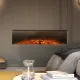 Cheminée électrique encastrable Lumen 1600 avec flammes LED et bûches décoratives installée dans un salon moderne