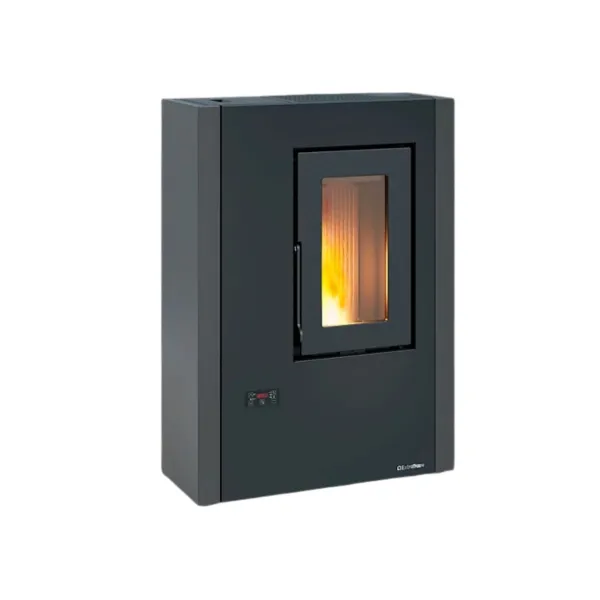 Poêle à granulés Extraflame Luisella 5.0 Maxi anthracite 7 kW avec vitre rectangulaire et flammes visibles