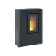Poêle à granulés Extraflame Luisella 5.0 Maxi anthracite 7 kW avec vitre rectangulaire et flammes visibles