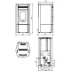 Plan technique du poêle à granulés Noris 12 kW avec dimensions et vues face, profil et dessus