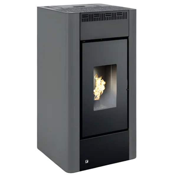 Poêle à granulés Maria 9 kW gris anthracite avec vitre frontale et grilles de ventilation supérieures