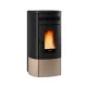 Poêle à granulés Noris Plus noir et beige 12 kW avec flamme visible et design contemporain