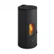 Poêle à granulés Lorena PJ cylindrique noir 9Kw avec vitre frontale et sortie fumées supérieure