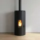 Poêle à granulés Lorena PJ 9Kw noir avec conduit supérieur et vitre panoramique allumé