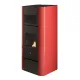 Poêle à granulés Adria rouge et noir avec vitre panoramique et grilles de ventilation, puissance 15,4 kW