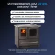 Cuisinière à bois La Nordica en fonte émaillée grise avec four et foyer vitré allumé
