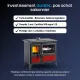 Cuisinière à bois Milly en fonte émaillée noire et rouge avec four et foyer vitré, puissance 9.2 kW