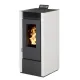 Poêle à granulés Marina 14C blanc et gris anthracite avec panneau de contrôle, puissance 13,5 kW