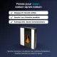 Poêle à granulés Tessa 10 design compact blanc et noir avec flammes visibles, certifié CE et EcoDesign 2022