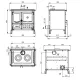 Plan technique et dimensions de la cuisinière à bois Gardenia 5.0 avec cotes d'installation