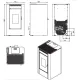 Plan technique et dimensions du poêle à granulés Maria 2.0 9 kW avec vues multiples