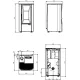 Plan technique et dimensions du poêle à granulés Lina Top 7kw avec vues de face, côté et dessus