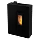 Poêle à granulés design noir extra plat 10 kW avec vitre feu et panneau de commande digital